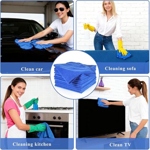SHENLI 30Pack Edgeless Microfiber Towels for Car Detailing, 16x16 Inch Dark Blue Detailing Drying Wash Polishing Ultra-Absorbent Lint-Free Cleaning Cloths for Cars Windows Cleaning Household Supplies in Saudi Arabia