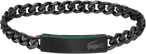 Lacoste Men's Baseline Bracelet – Stainless Steel with Curved Plate Design – Stylish Jewelry Gift for Him in Saudi Arabia