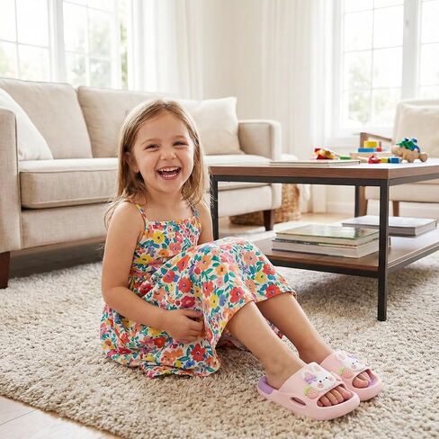Kids Slides for Girls Boys - Toddler Bunny Slippers Quick Drying Shower Shoes Non-Slip Pool Sandals Shower Flip Flops in Saudi Arabia