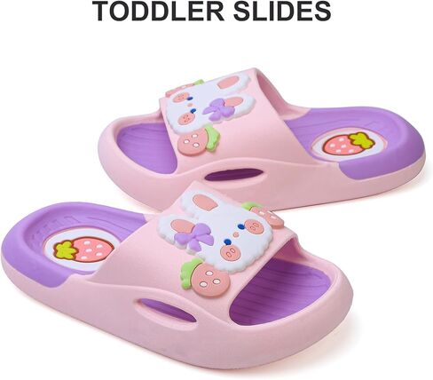 Kids Slides for Girls Boys - Toddler Bunny Slippers Quick Drying Shower Shoes Non-Slip Pool Sandals Shower Flip Flops in Saudi Arabia