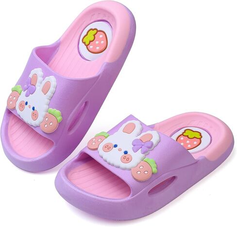 Kids Slides for Girls Boys - Toddler Bunny Slippers Quick Drying Shower Shoes Non-Slip Pool Sandals Shower Flip Flops in Saudi Arabia
