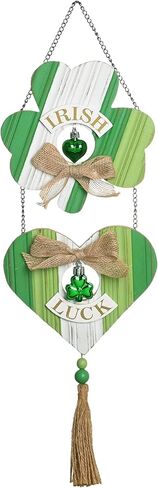 Valery Madelyn St Patrick's Day Decorations, Rustic Wooden Shamrock Decorations, Farmhouse St Patrick's Day Wall Decor Hanging Decor with Tassel and Beads, Spring Decoration for Home Office, 17 inch in Saudi Arabia