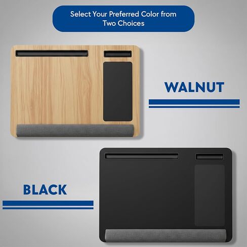 Lap Desk with Soft Cushion – Portable Laptop Desk for Bed, Couch & Home Office, Removable Mouse Pad & Anti-Slip Strip for 17 inch Laptop (Large, Wood) in Saudi Arabia