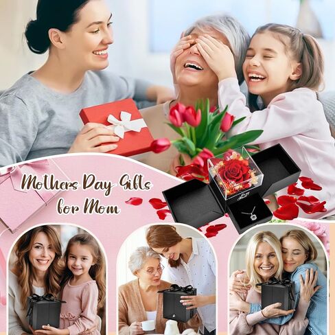 هدايا عيد الأم للأم: وردة حقيقية للأبد مع قلادة على شكل قلب، عيد الميلاد، الذكرى السنوية لعيد الحب، هدايا جالنتين للنساء، صديقتها، زوجة الجدة، قلادة رومانسية محفوظة من الزهور الحقيقية in Kuwait