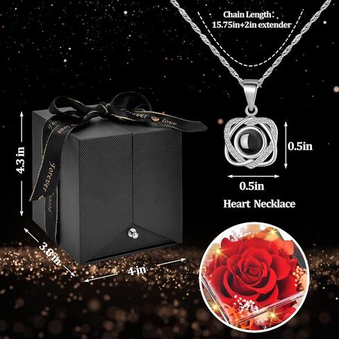 هدايا عيد الأم للأم: وردة حقيقية للأبد مع قلادة على شكل قلب، عيد الميلاد، الذكرى السنوية لعيد الحب، هدايا جالنتين للنساء، صديقتها، زوجة الجدة، قلادة رومانسية محفوظة من الزهور الحقيقية in Kuwait