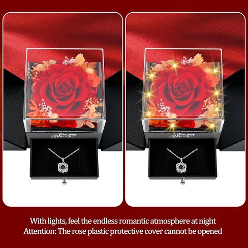 هدايا عيد الأم للأم: وردة حقيقية للأبد مع قلادة على شكل قلب، عيد الميلاد، الذكرى السنوية لعيد الحب، هدايا جالنتين للنساء، صديقتها، زوجة الجدة، قلادة رومانسية محفوظة من الزهور الحقيقية in Kuwait