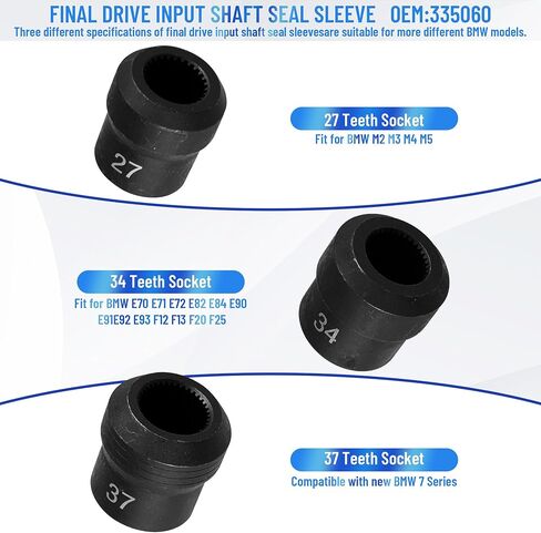13PC Rear Drive Axle Differential Installer Remover Tool Set Fit For BMW M2 M3 M4 M5 E70 E71 E82 E90 E91 F12 F13 X3 X5 7 Series Replace 335040 335050 335060 335080 with 27/34/37 Teeth Socket in Saudi Arabia