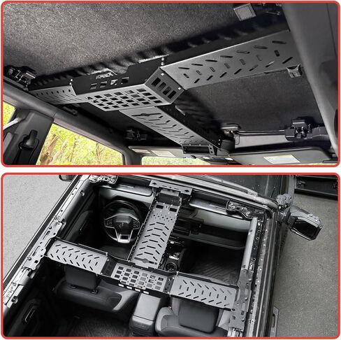 MAIKER Bronco Overhead Storage MOLLE Panel Kit Top Cargo Management Rack Compatible with 2021-2025 Ford Bronco 4-Door; Heavy-Duty Metal Armor, Extra Storage, MOLLE Gear Mount in Saudi Arabia