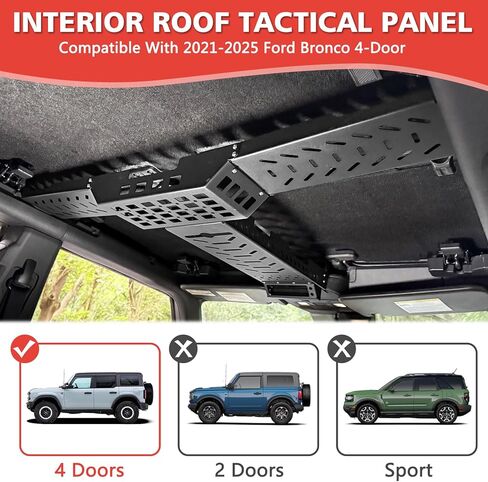 MAIKER Bronco Overhead Storage MOLLE Panel Kit Top Cargo Management Rack Compatible with 2021-2025 Ford Bronco 4-Door; Heavy-Duty Metal Armor, Extra Storage, MOLLE Gear Mount in Saudi Arabia