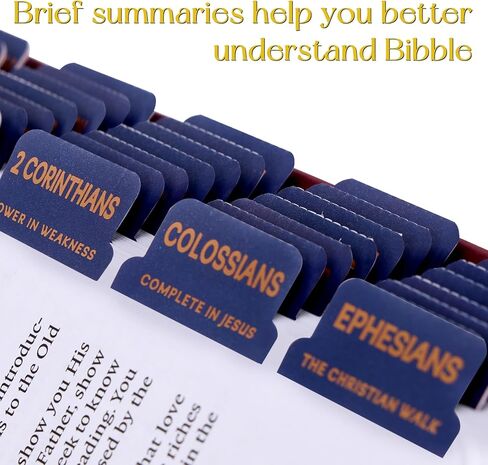 علامات الكتاب المقدس باللون الأزرق الداكن للرجال، 75 مؤشر للكتاب المقدس مع حروف من رقائق الذهب وملخصات الفصول، تصميم غطاء مذهّب، علامات تبويب مغلفة مقاومة للماء، لوازم دراسة الكتاب المقدس للرجال in Kuwait