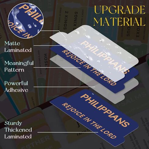 علامات الكتاب المقدس باللون الأزرق الداكن للرجال، 75 مؤشر للكتاب المقدس مع حروف من رقائق الذهب وملخصات الفصول، تصميم غطاء مذهّب، علامات تبويب مغلفة مقاومة للماء، لوازم دراسة الكتاب المقدس للرجال in Kuwait