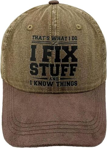 قبعة I Fix Stuff and I Know Things Dad - قبعة بيسبول قطنية قابلة للتعديل للرجال - هدايا مثالية للرجال لعيد الميلاد وعيد الأب - قبعة سائق شاحنة عتيقة مضحكة هدايا فيل أبيض من الابنة والابنة in Saudi Arabia