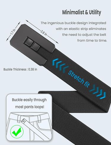 أحزمة GEIT من النايلون المطاطي للرجال، حزام شبكي مرن غير مرئي للعمل الجولف مقاس 1.5 بوصة مع إبزيم معدني سريع التحرير قابل للتعديل in Kuwait