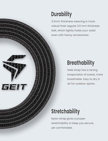 أحزمة GEIT من النايلون المطاطي للرجال، حزام شبكي مرن غير مرئي للعمل الجولف مقاس 1.5 بوصة مع إبزيم معدني سريع التحرير قابل للتعديل in Kuwait