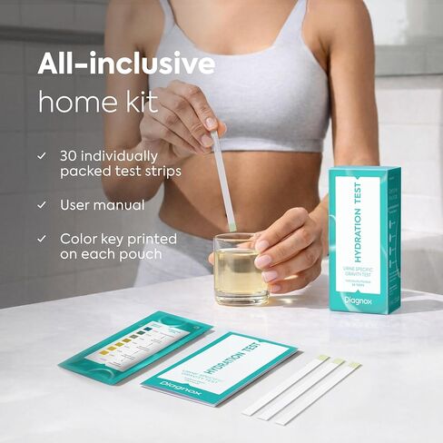 DIAGNOX Hydration Urine Test Strips - Urine Specific Gravity Test Strips for Accurate Hydration Monitoring - Individually Packaged and Clinical Grade [30 Tests] in Kuwait