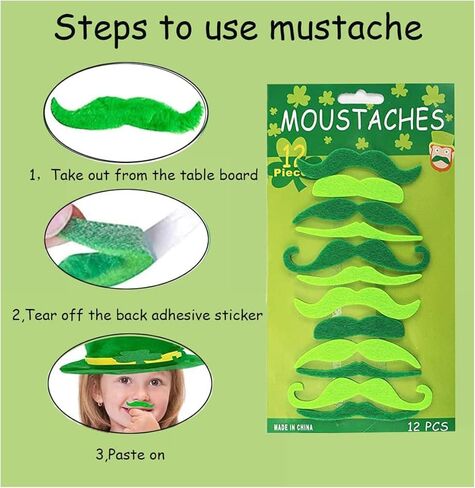 6 Pcs St. Patrick's Day Mustache, Fake Green Mustaches for Irish St Patrick's Day Party Decor in Saudi Arabia
