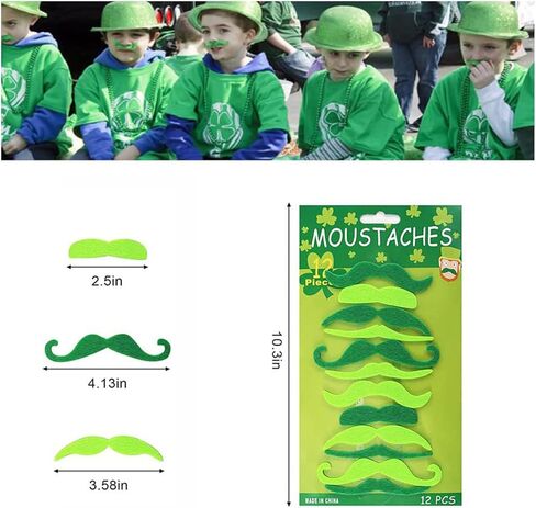 6 Pcs St. Patrick's Day Mustache, Fake Green Mustaches for Irish St Patrick's Day Party Decor in Saudi Arabia