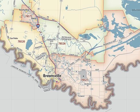 Brownville - خريطة McAllen TX الرمز البريدي مغلفة (42 بوصة عرض × 24 بوصة طول) in Kuwait