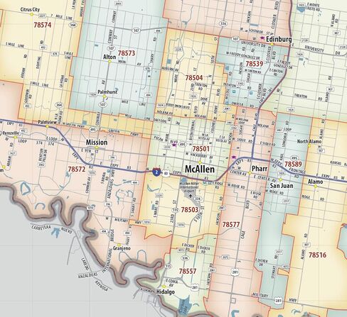 Brownville - خريطة McAllen TX الرمز البريدي مغلفة (42 بوصة عرض × 24 بوصة طول) in Kuwait