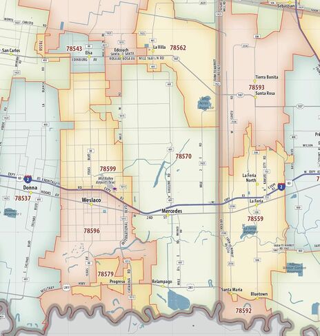 Brownville - خريطة McAllen TX الرمز البريدي مغلفة (42 بوصة عرض × 24 بوصة طول) in Kuwait