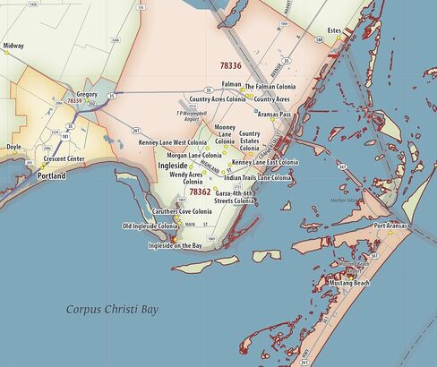 Corpus Christi TX ZIP Code Laminated Map (48" wide x 51" tall) in Saudi Arabia
