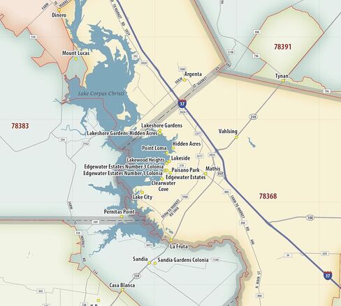 Corpus Christi TX ZIP Code Laminated Map (48" wide x 51" tall) in Saudi Arabia