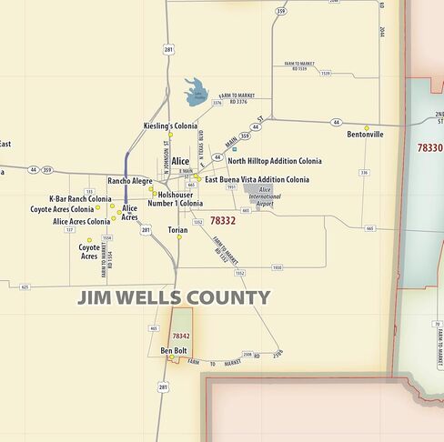 Corpus Christi TX ZIP Code Laminated Map (48" wide x 51" tall) in Saudi Arabia