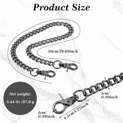 Black Metal Wallet Chain Heavy Duty Pocket Keychains Punk Goth Keyring Pant Chains Belt Trouser Chain Hip Hop Pocket Jean Chain with Round Clasp Waist Chain for Women Men Clothing Accessories in Saudi Arabia