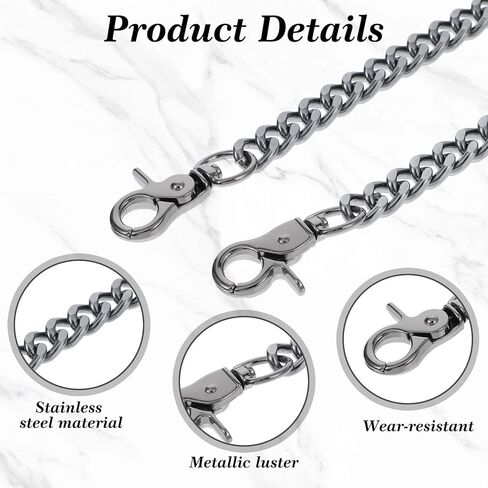 Black Metal Wallet Chain Heavy Duty Pocket Keychains Punk Goth Keyring Pant Chains Belt Trouser Chain Hip Hop Pocket Jean Chain with Round Clasp Waist Chain for Women Men Clothing Accessories in Saudi Arabia