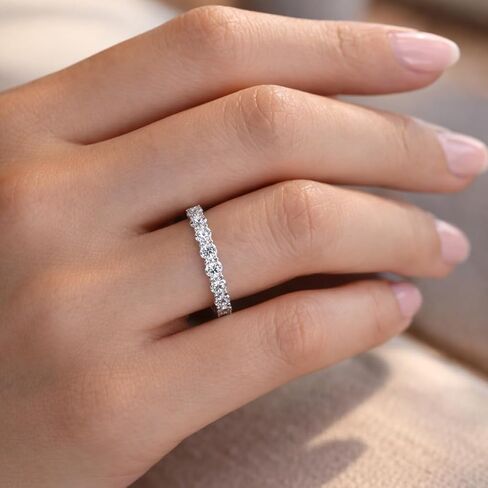 1 1/2 Carat Ct VS Lab Grown Diamond Eternity Band Wedding Ring Genuine Real Round Created in 14K White Gold for Women and Men in Saudi Arabia