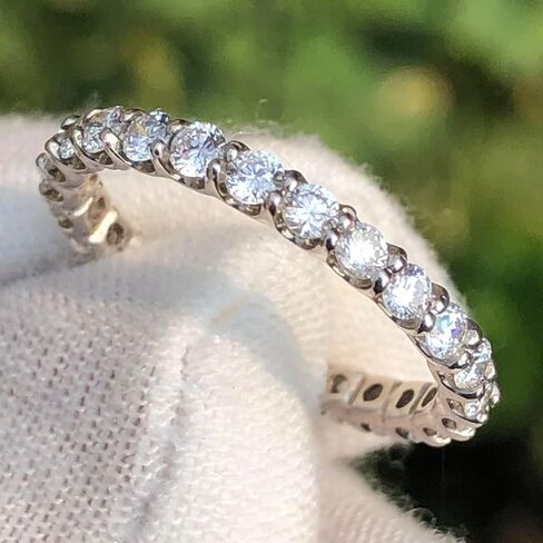 1 1/2 Carat Ct VS Lab Grown Diamond Eternity Band Wedding Ring Genuine Real Round Created in 14K White Gold for Women and Men in Saudi Arabia