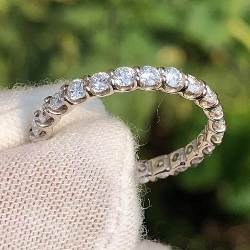 1 1/2 Carat Ct VS Lab Grown Diamond Eternity Band Wedding Ring Genuine Real Round Created in 14K White Gold for Women and Men in Saudi Arabia