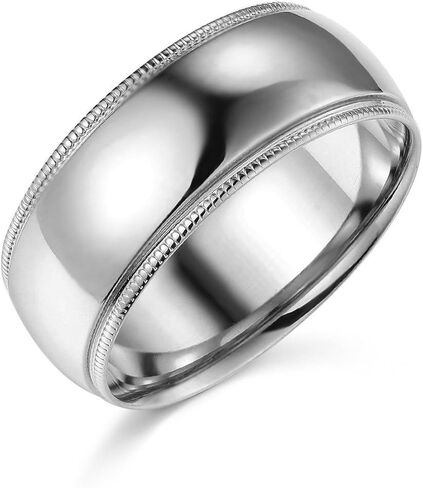 14k White or Yellow Gold 8mm Comfort FIT Plain Milgrain Wedding Band in Saudi Arabia