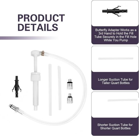 1 Set Transmission Fluid Pump Kit, 8cc Push-type Oil Transfer Pump, Anti-Clog Fluid Pump Automotive with 3/8" Swivel and 8mm 10mm Adapters for Oil WaterUniversal for Most Cars (White) in Kuwait