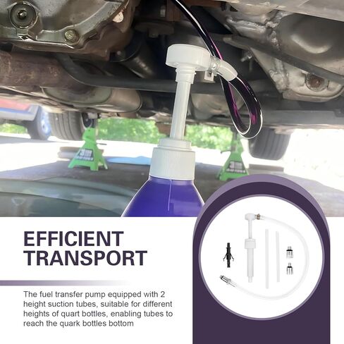 1 Set Transmission Fluid Pump Kit, 8cc Push-type Oil Transfer Pump, Anti-Clog Fluid Pump Automotive with 3/8" Swivel and 8mm 10mm Adapters for Oil WaterUniversal for Most Cars (White) in Kuwait