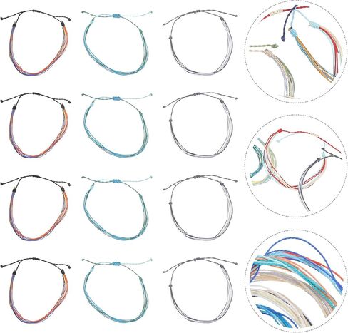 Uonlytech 16pcs Bohemian Style Waterproof Woven Anklet Bracelets for Women, Waxed Cord Beach Jewelry String Bracelets, Casual Seasonal Foot Accessories Random Color in Saudi Arabia