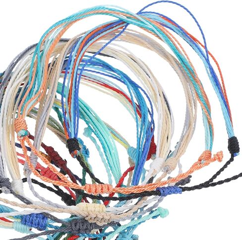 Uonlytech 16pcs Bohemian Style Waterproof Woven Anklet Bracelets for Women, Waxed Cord Beach Jewelry String Bracelets, Casual Seasonal Foot Accessories Random Color in Saudi Arabia