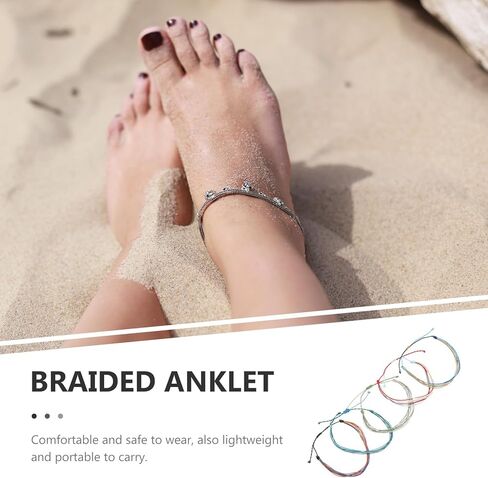 Uonlytech 16pcs Bohemian Style Waterproof Woven Anklet Bracelets for Women, Waxed Cord Beach Jewelry String Bracelets, Casual Seasonal Foot Accessories Random Color in Saudi Arabia