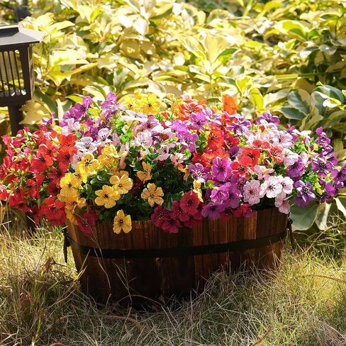 Artificial Flowers for Outdoor Fake Plants for Spring Decoration,Faux Eucalyptus Flowers for Planter UV Resistant Lifelike for Home Porch Garden (6 Color) in Saudi Arabia