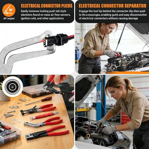 Automotive Electrical Disconnect Pliers Kit 5pc Fuel Line Tool Set Hose Clamp 60° Angled Connector Separator Trim Clip Removal Tools Plug Release & Wire Terminal Remover for Auto Repair in Saudi Arabia