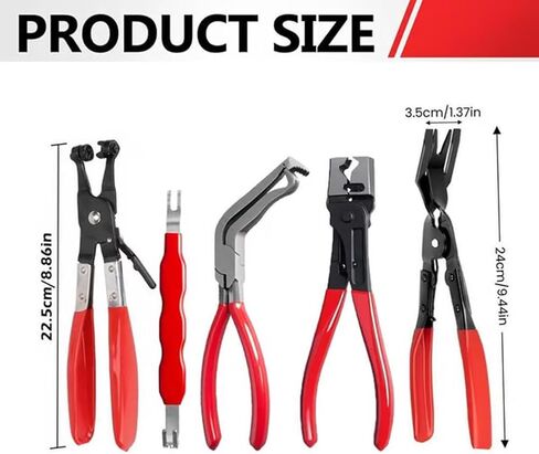 Automotive Electrical Disconnect Pliers Kit 5pc Fuel Line Tool Set Hose Clamp 60° Angled Connector Separator Trim Clip Removal Tools Plug Release & Wire Terminal Remover for Auto Repair in Saudi Arabia