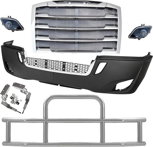 QSC Truck Parts Bumper Fog Lamp Pair Deer Guard Grille Set for Freightliner Cascadia 2018+ in Saudi Arabia