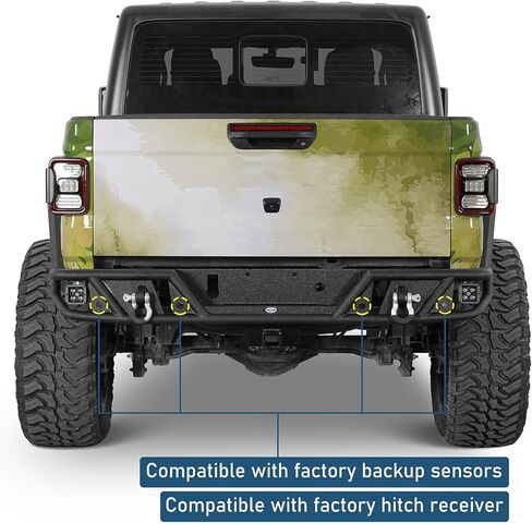 مجموعة المصد الأمامي والخلفي من Hooke Road Gladiator لسيارة Jeep Gladiator JT 2020-2026، مصدات فولاذية للطرق الوعرة مع واقي شبكي كامل الفرشاة، لوحة ونش، مصابيح LED، حلقات على شكل حرف D in Kuwait