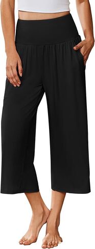 Ekouaer Womens Pajama Pants Wide Leg Capri Yoga Pants Lounge Comfy Sleep Pj Bottoms with Pockets in Kuwait