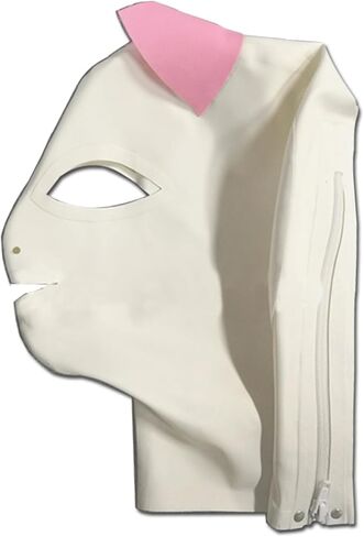 ABWL White Latex Mask with Cat Ears,Handmade Rubber Hooded Masks for Latex Club Wear in Saudi Arabia