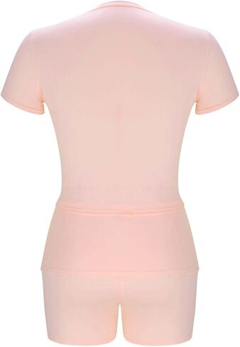 Womens 2 Piece Lounge Set Casual Summer Workout Set Comfy Soft Pajamas Set Short Sleeve Crop Top Shorts Matching Set in Saudi Arabia