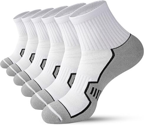 Mens Cushioned Ankle Running Socks, Moisture Wicking Athletic Quarter Hiking Socks for Work Gym Sports 6 Pairs in Saudi Arabia