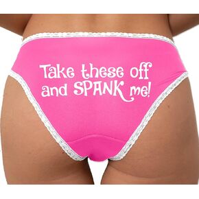 Knaughty Knickers Take These Off and Spank Me Naughty Suggestive Adult Design Pink and White Bikini Panties in Saudi Arabia