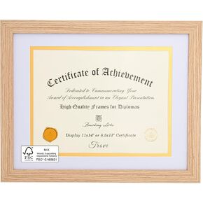 Boarding 11x14 Diploma Frame for Degree Certificate – Document Frame with Shatter-Resistant Glass 8.5 x 11 with Mat for Wall Display,Double Mat for Degree,Doctorate & Certificate (1 Pack, Black) in Kuwait