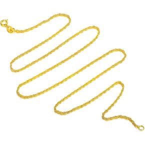 18K Solid Gold Rope Chain Necklace for Women, 1.5MM Yellow Gold Italian Durable Rope Chain Necklace Jewelry Anniversary Birthday Gift for Mom, Wife, Sister 18" in Kuwait